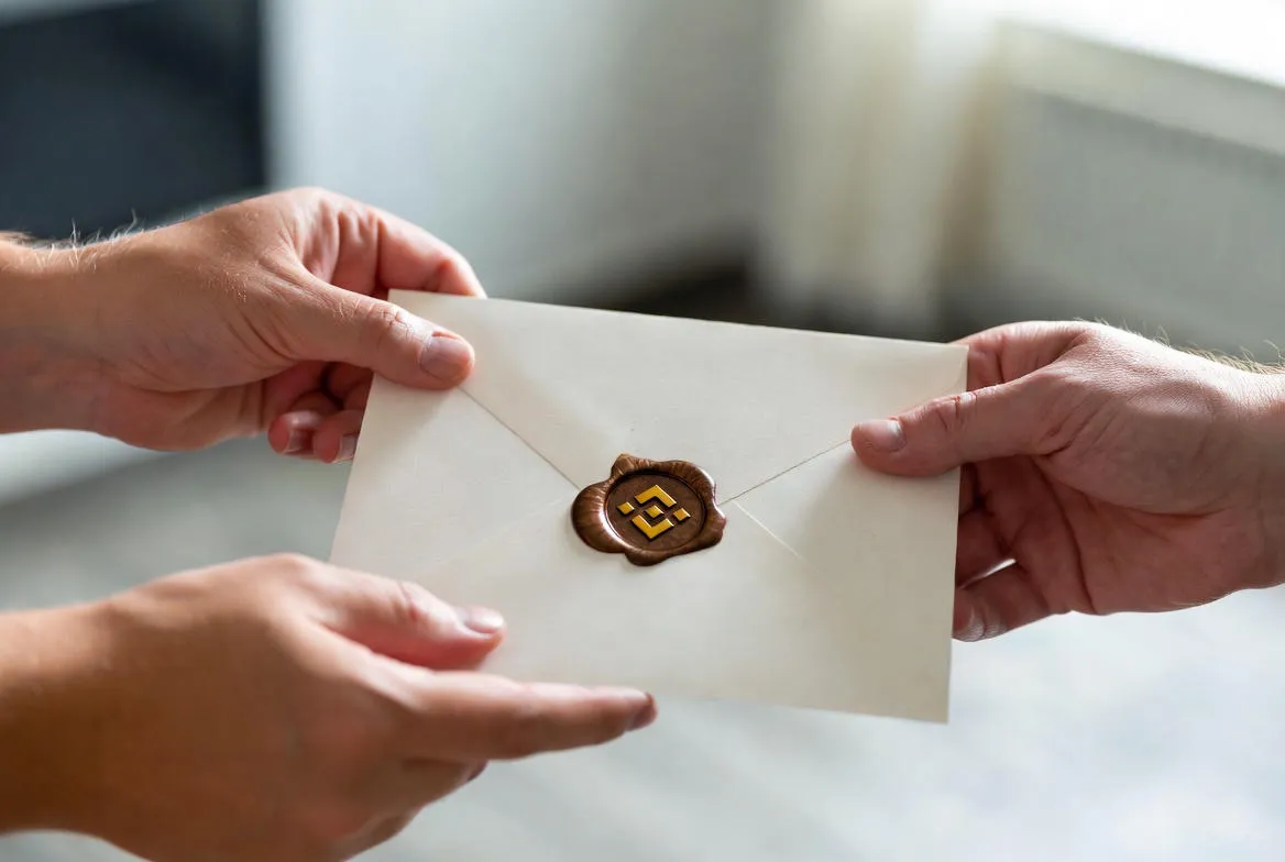 Envelop Handled To Others With Binance Logo Wax Seal 