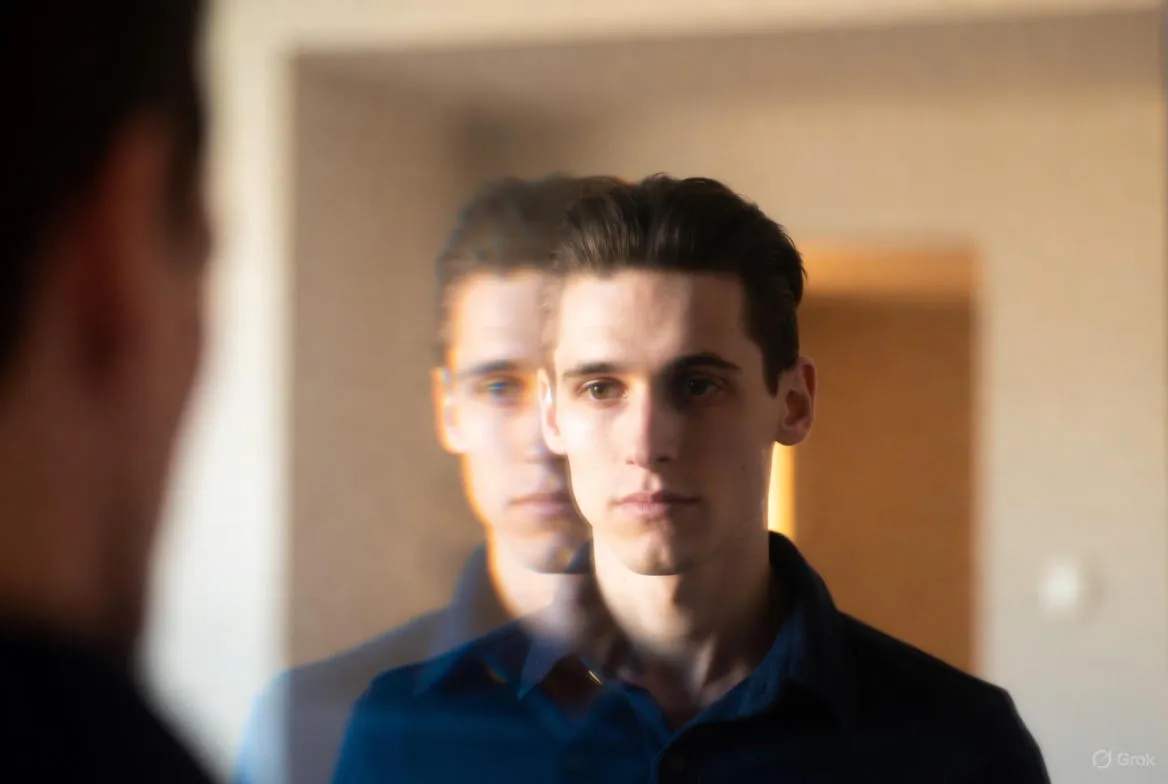 Mirror Reflection Of A Man