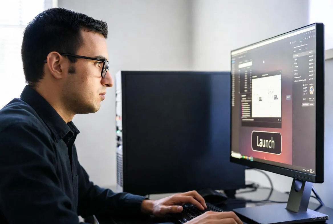 Man In Front Of His Computer
