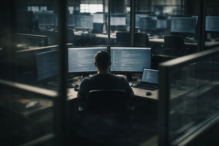 Editorial illustration showing Microsoft developer tooling as a narrow passage where GitHub, VS Code, and Copilot become toll booths around a familiar workflow.