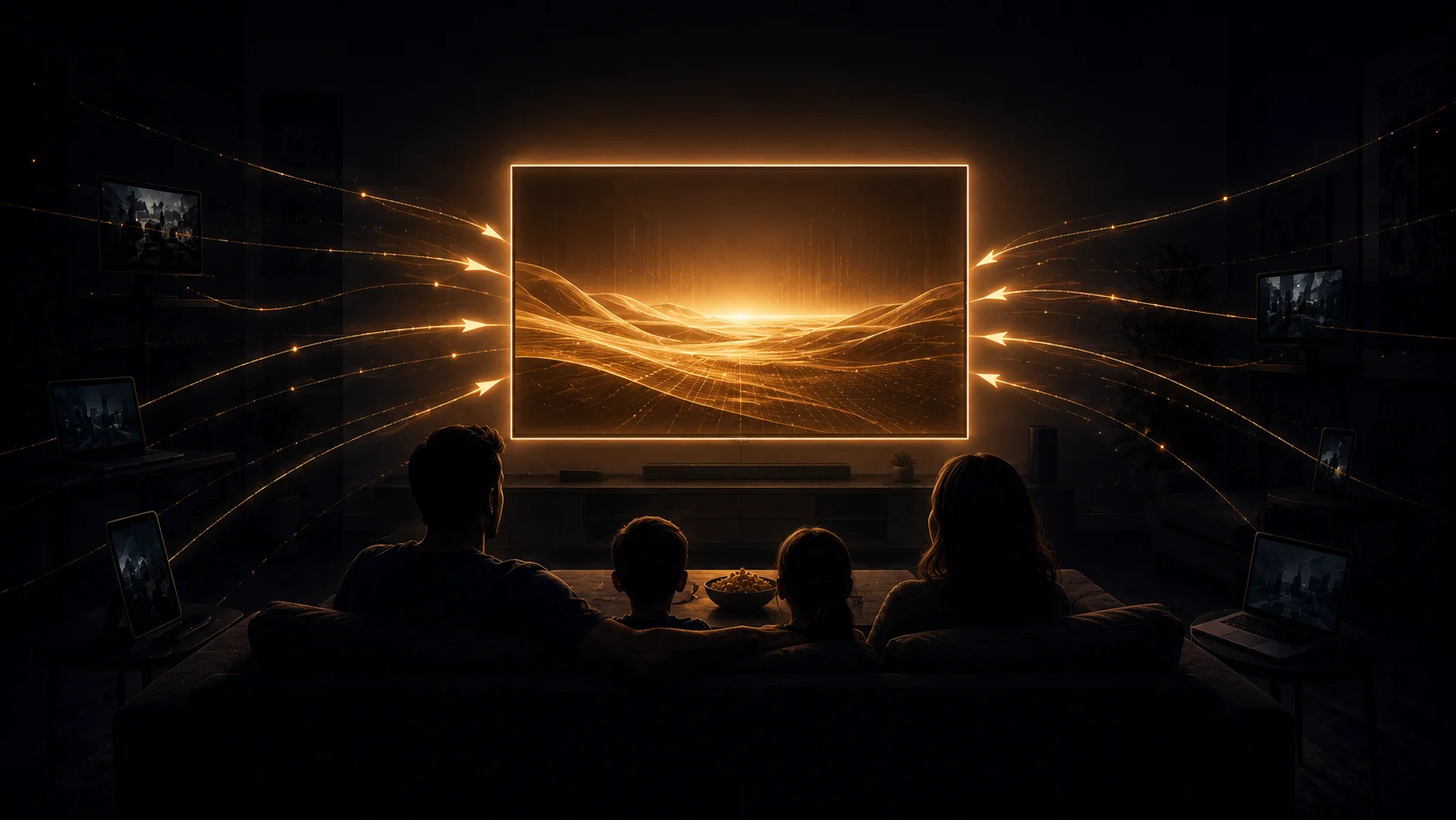 YouTube CTV 32 billion ad machine — connected TV living room dominance over linear television