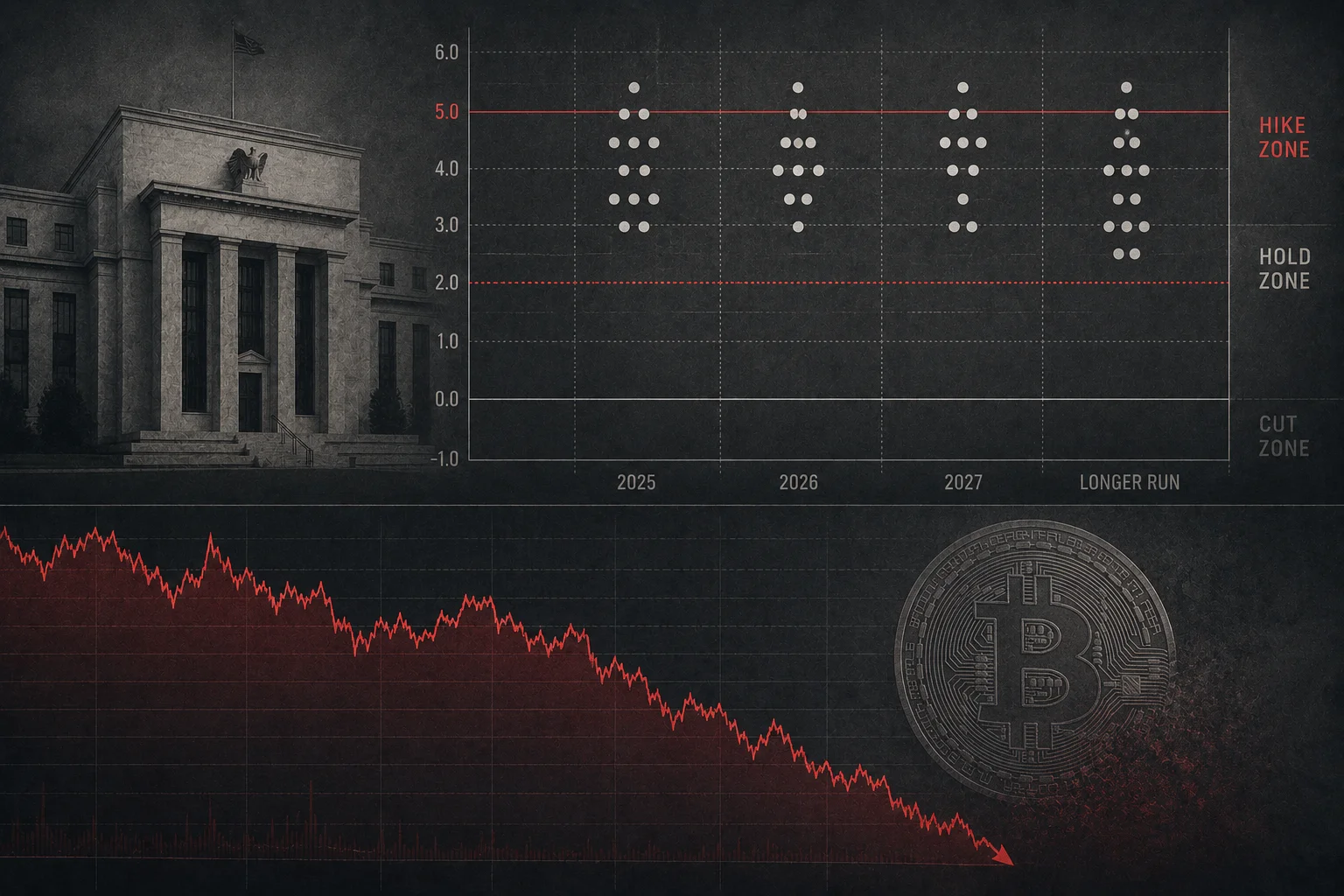 Federal Reserve dot plot and Bitcoin price — rate hike divergence 2026